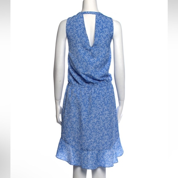 Joie Women’s Blue Microfloral Ruffle Flounce Sleeveless Keyhole Cutout Dress XS - Picture 2 of 11